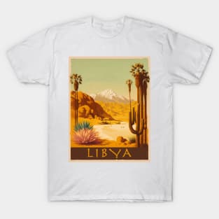 Libya Desert Vintage Travel Art Poster T-Shirt